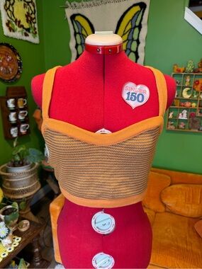 Zara Orange Striped Knit Crop Top